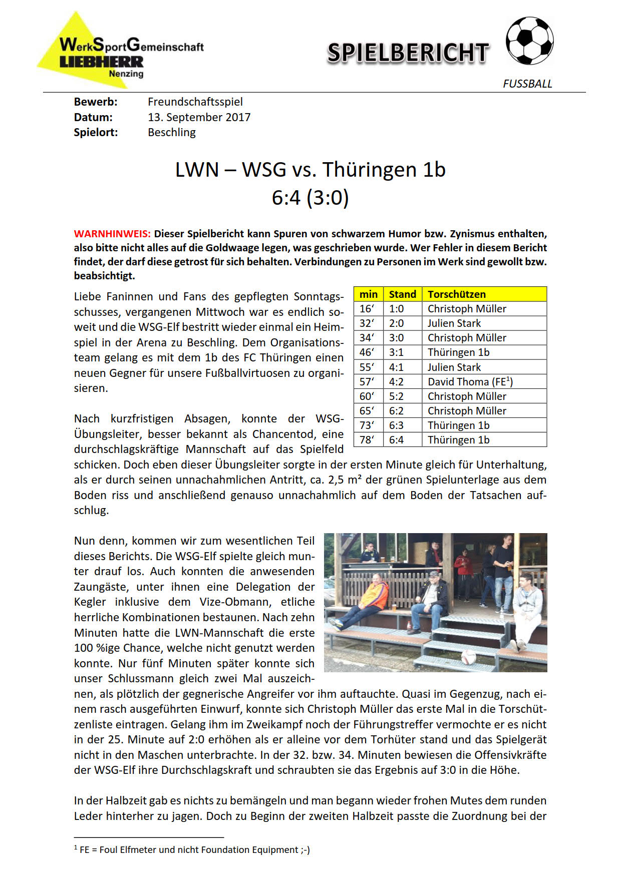 Spielbericht WSG vs. Thüringen 1b 1