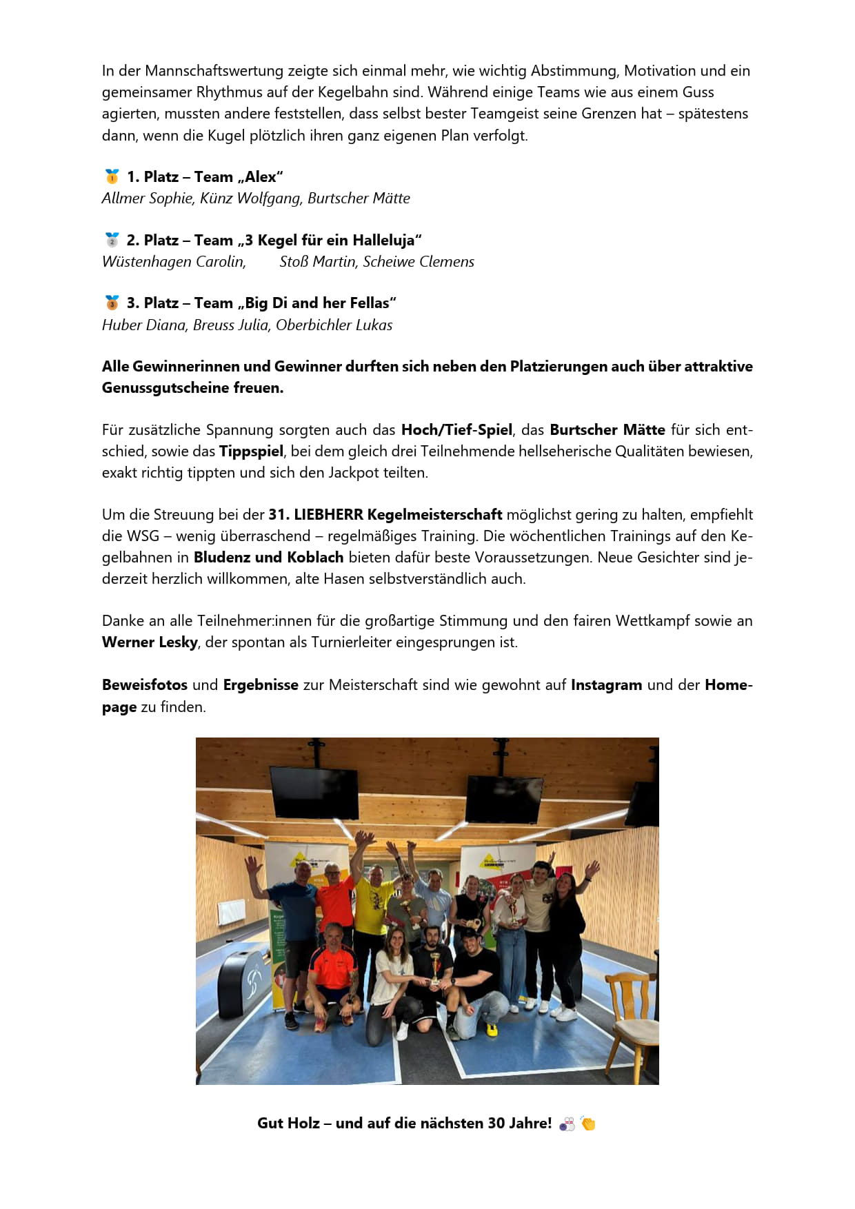 Bericht Kegelturnier 2026 2